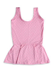 CUKOO Girls Pink Polka Dot Print Swimsuit