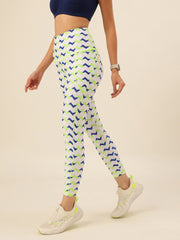 Cukoo White Abstract Print Legging/Yoga Pant