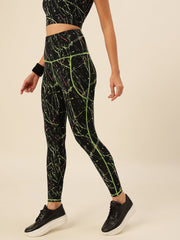 CUKOO Black with Neon print Legging/Yoga Pant