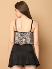 CUKOO Padded Leopard Print Skirtini Swimwear