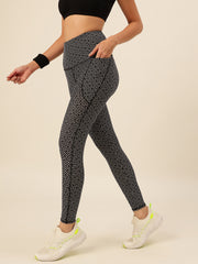 CUKOO Black Dotted Print Legging/Yoga Pant