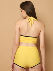 CUKOO Padded Yellow Two piece Tankini Swimwear