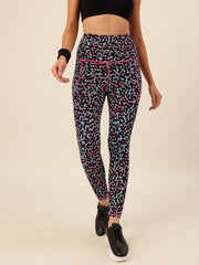 CUKOO Black Blue Abstract Print Legging/Yoga Pant