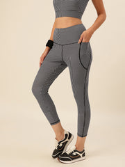 CUKOO Gingham White black Checker Legging/Yoga Pant