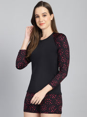 CUKOO Black Printed Two piece Swim set