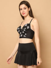 CUKOO Padded Floral Skirtini Swimwear