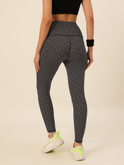 CUKOO Black Dotted Print Legging/Yoga Pant