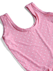 CUKOO Girls Pink Polka Dot Print Swimsuit