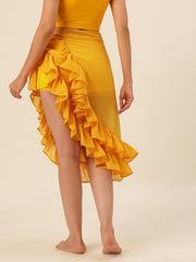 CUKOO Yellow Ruffled cover up Sarong