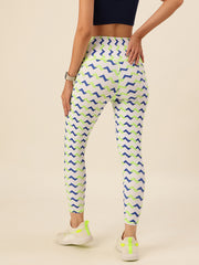 Cukoo White Abstract Print Legging/Yoga Pant