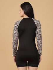 CUKOO’s Leopard Print Full-Sleeve Swim Romper