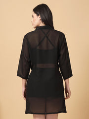 CUKOO Black Sheer Cover-Up (Only Sarong)