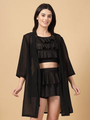 CUKOO Black Sheer Cover-Up (Only Sarong)