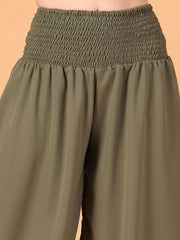 Olive Green Double Georgette Two-Piece Co-ord Set