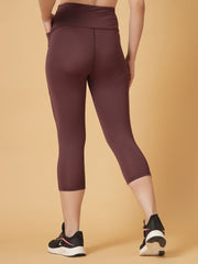 CUKOO Plum High Waist Capri, Workout 3/4 Leggings for women with Pockets – Stretch & Breathable Athleisure Pants