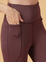 CUKOO Plum High Waist Capri, Workout 3/4 Leggings for women with Pockets – Stretch & Breathable Athleisure Pants