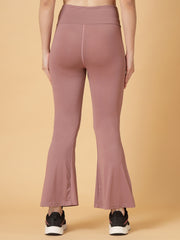 CUKOO High Waist Mauve Flared Workout Leggings for women with Side Pockets – Stretch & Breathable Athleisure Tights