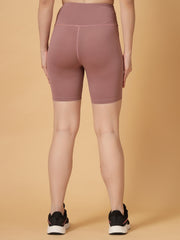 CUKOO Mauve High Waist Workout Shorts for women with Pockets – Soft, Stretch & Anti-Chafe