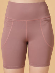 CUKOO Mauve High Waist Workout Shorts for women with Pockets – Soft, Stretch & Anti-Chafe