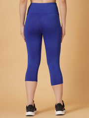 CUKOO Royal-Blue High Waist Capri, Workout 3/4 Leggings for women with Pockets – Stretch & Breathable Athleisure Pants