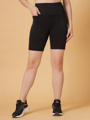 CUKOO Black High Waist Workout Shorts for women with Pockets – Soft, Stretch & Anti-Chafe