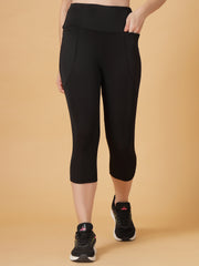 CUKOO Black High Waist Capri, Workout 3/4 Leggings for women with Pockets – Stretch & Breathable Athleisure Pants
