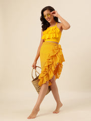 CUKOO Yellow Ruffled cover up Sarong