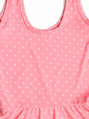 CUKOO Girls Pink Polka Dot Print Swimsuit