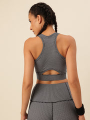 Cukoo Gingham White black Checker Sports Bra