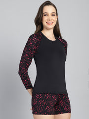 CUKOO Black Printed Two piece Swim set