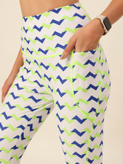 Cukoo White Abstract Print Legging/Yoga Pant