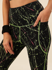 CUKOO Black with Neon print Legging/Yoga Pant
