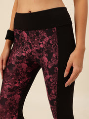 CUKOO Black Magenta Print Legging/Yoga Pant
