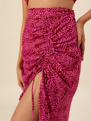 CUKOO Maroon Rush Halter Two-Piece Resort Wear beach Wear – Bold, Breezy, and Resort-Ready