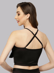 CUKOO Padded Black Frill Swim Top