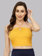 CUKOO Padded Yellow Halter Neck Swim Top