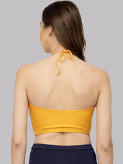 CUKOO Padded Yellow Halter Neck Swim Top