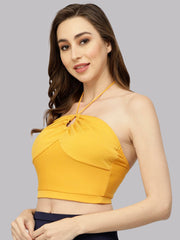CUKOO Padded Yellow Halter Neck Swim Top