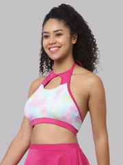CUKOO Padded Pink Halter Neck Swim Top