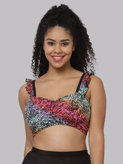 CUKOO Padded Printed Criss Cross Swim Top