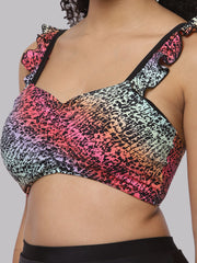 CUKOO Padded Printed Criss Cross Swim Top