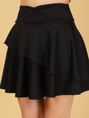 Cukoo Non-Padded Black Star print Swim top and Black Swim Skirt