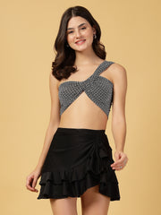 Cukoo Non-Padded Geometric Print Swim top and Swim Skirt