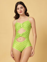 CUKOO Neon Knot Cut-Out Swimwear with Matching Skirt