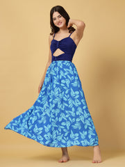 CUKOO ROYAL BLUE Knot Cut-Out Swimwear with Matching SkirT