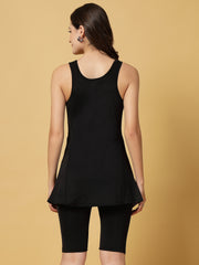 CUKOO Padded Red Floral n Black Printed Swimsuit