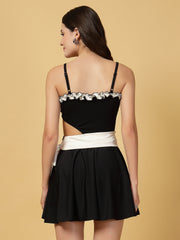 CUKOO Black & White Cut-Out One piece Swimwear