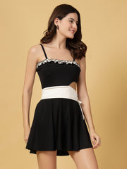 CUKOO Black & White Cut-Out One piece Swimwear