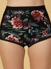 Padded Black-Red Floral Print 3 pc Swim Set