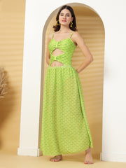 CUKOO Neon Knot Cut-Out Swimwear with Matching Skirt